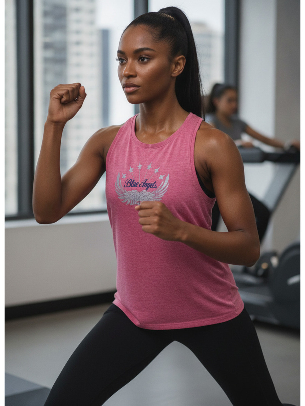 Sport-Tek Blue Angels Pink Heathered Racerback Tank Top Women's Size XXL